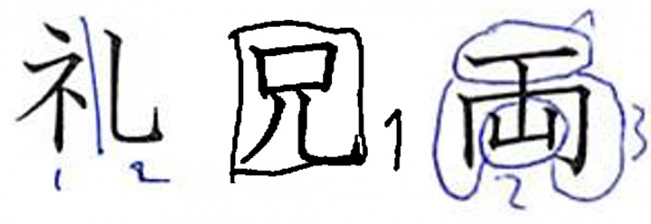 図1: 学習者による漢字分解例